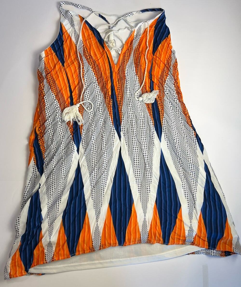 Entro Women's Dress Size Small Geometric Pattern Boho Halter Dress Multicolor